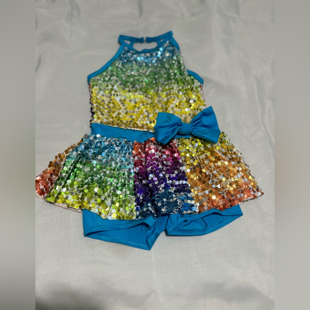 Weissman Rainbow Sequins Short Dance Suit Size large child